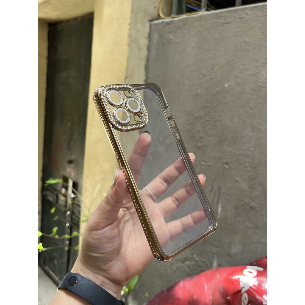CHÍNH HÃNG REKY  ốp lưng IPHONE VIỀN KIM TUYẾN ĐÁ VIỀN LƯNG TRONG CAMERA NHŨ CẠNH VUÔNG 11 12 13 14 PLUS PRO MAX