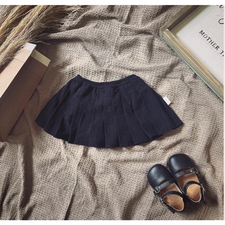 Chân váy linen xếp ly đen Banababy