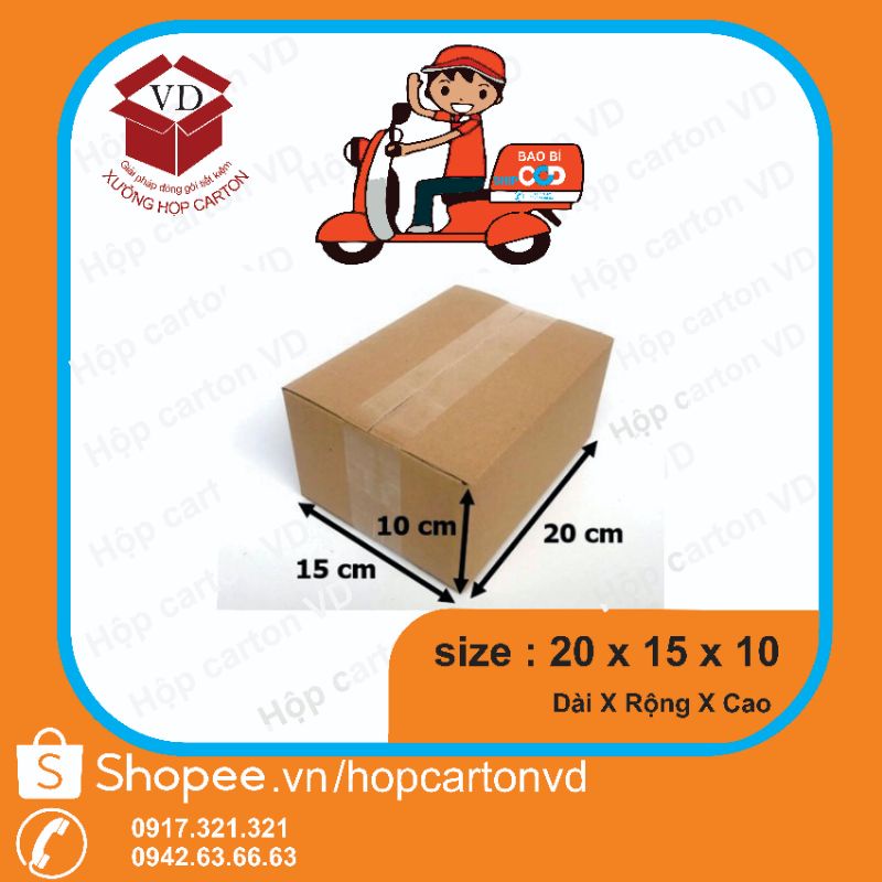 Hộp carton đóng hàng 20*15*10