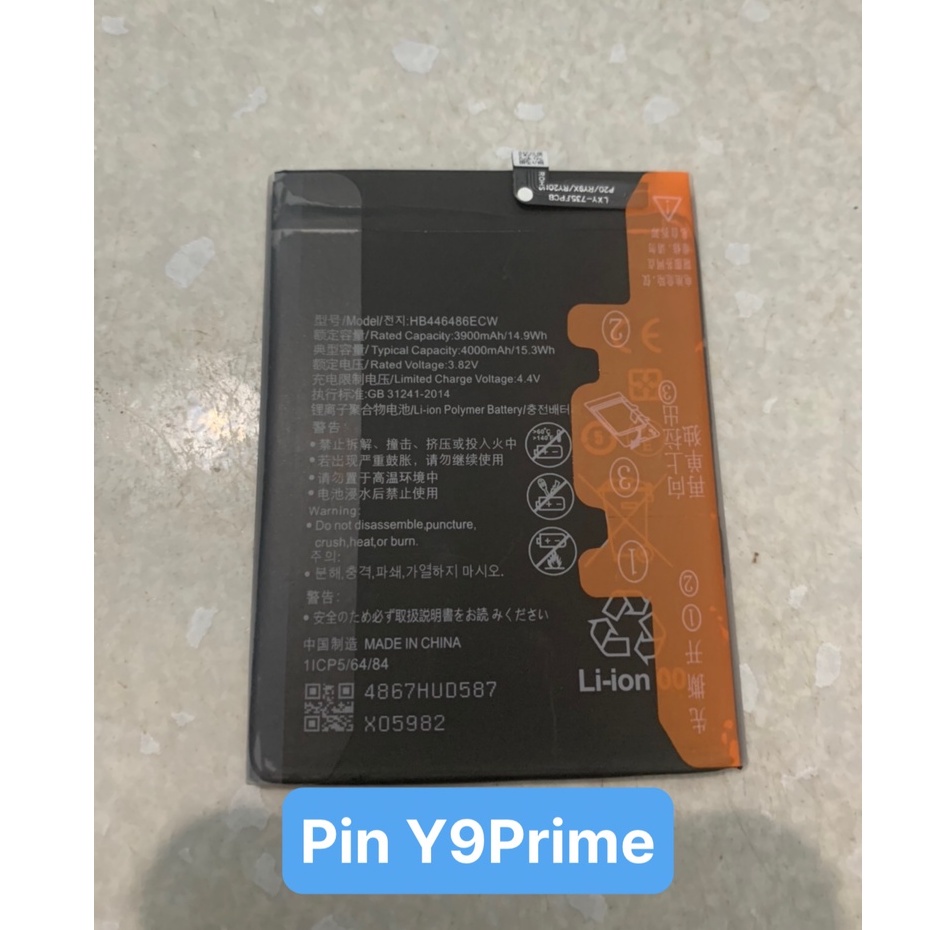 Pin Huawei Y9 Prime 2019 dung lượng 3900mAh mã HB446486ECW bảo hành 6 tháng