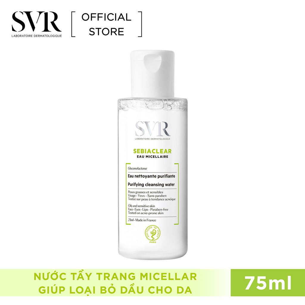 Nước làm sạch da, tẩy trang và giúp loại bỏ dầu cho da SVR SEBIACLEAR Eau Micellaire 75ml