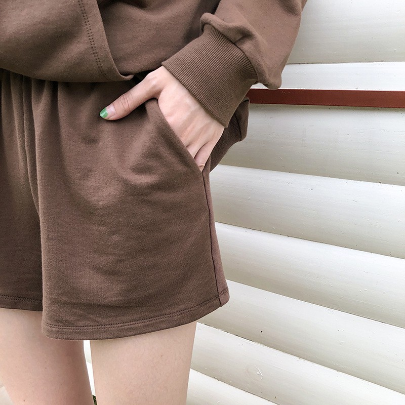 SÉT Áo hoodie + Quần Short chất đẹp (S05) – Hàng CÓ SẴN màu Nâu