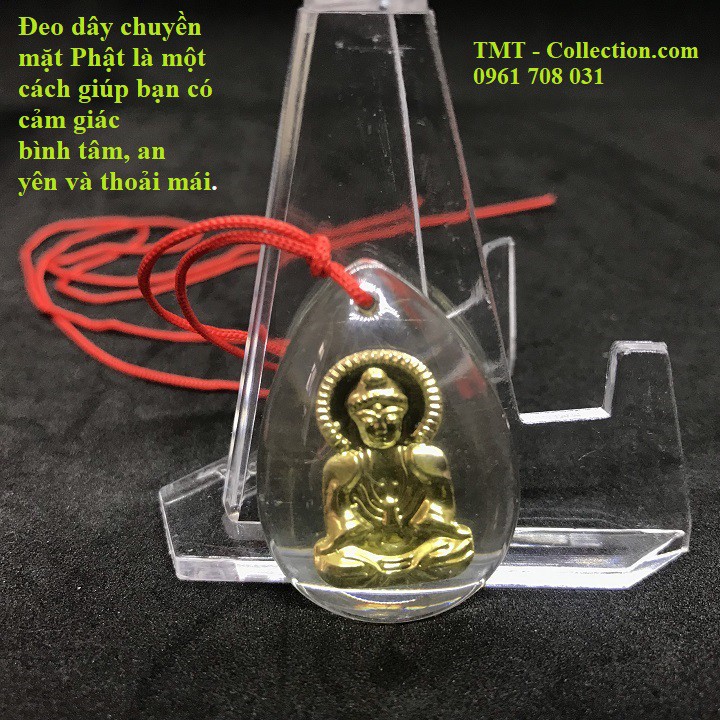 Dây chuyền mặt Phật pha lê vĩnh viễn không bị đen, không gây dị ứng - kích thước 3,4 x 2,3 x 0,4cm - SP001075