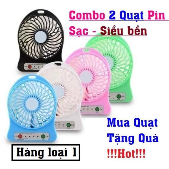 Combo 2 Quạt Pin sạc Siêu Cấp 3 Cấp Độ - Siêu Bền..