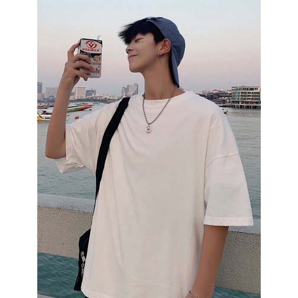 Áo thun tay lỡ unisex phông Trơn White & Black nam nữ ulzzang Wind | BigBuy360 - bigbuy360.vn