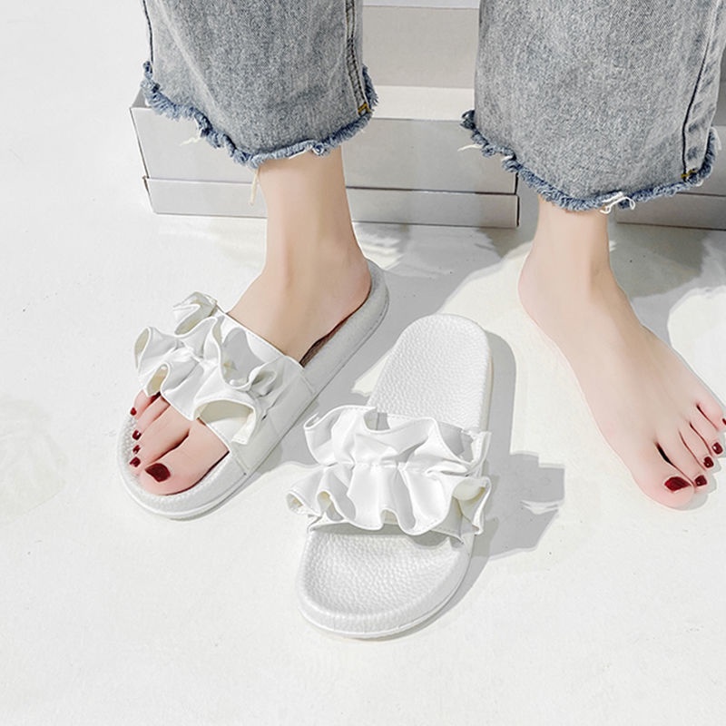 Dép Xỏ Ngón Đế Bằng Phối Ren Xinh Xắn Dành Cho Nữ