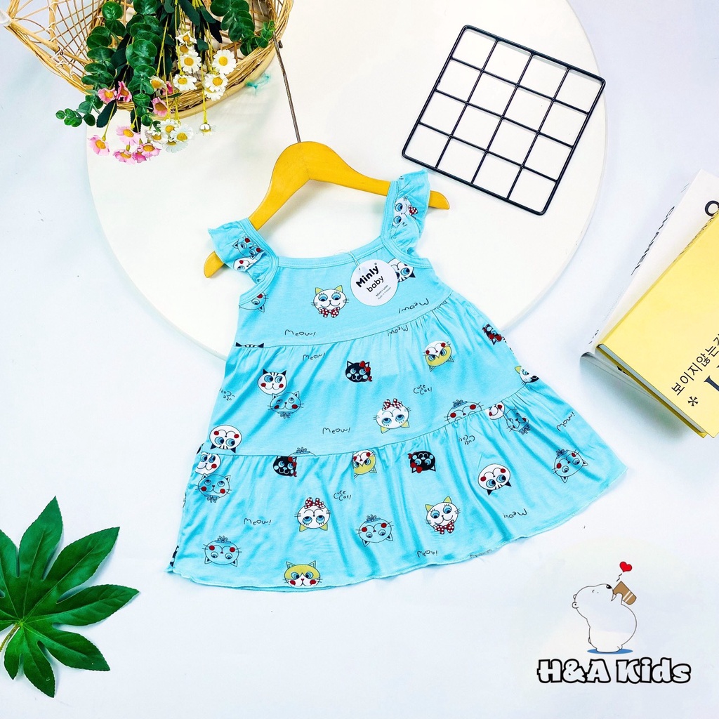 Váy 2 dây cánh tiên thun lạnh cho bé gái.