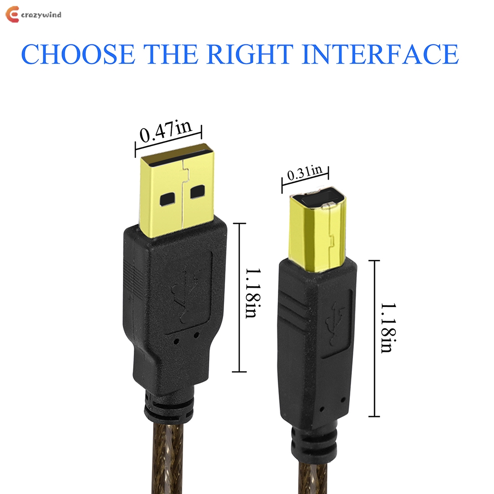 Dây cáp nối dài USB 2.0 A Male sang B Male cho máy tính/Laptop