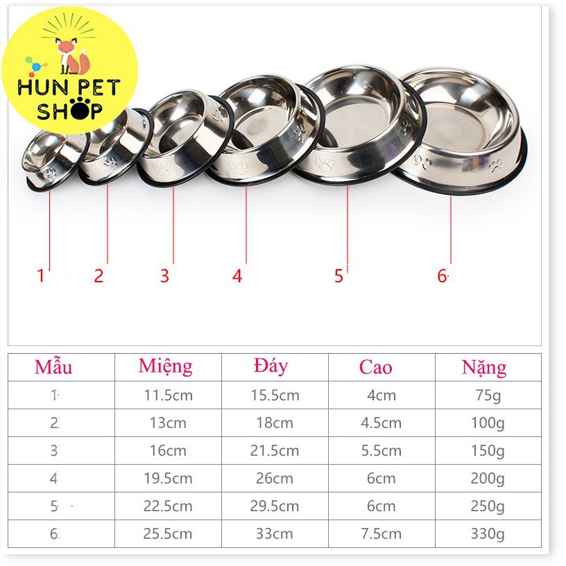 [XẢ HÀNG] Bát Đựng Thức Ăn Inox Không Màu Cho Chó Mèo - HANPET SHOP