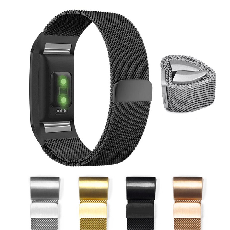 Dây đeo kim loại Milanese Loop cho Fitbit Charge 2 Fitbit Charge 3 Thép không gỉ Vòng đeo tay thay thế dây đeo