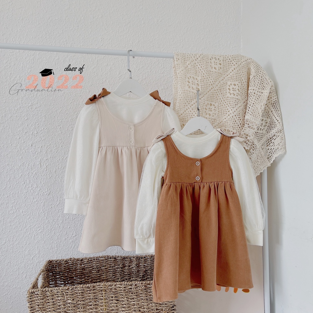 (2-8 tuổi)Set áo + yếm váy chất nhung chéo mềm cho bé gái sz nhỡ 2-8 tuổi (Mã 141)