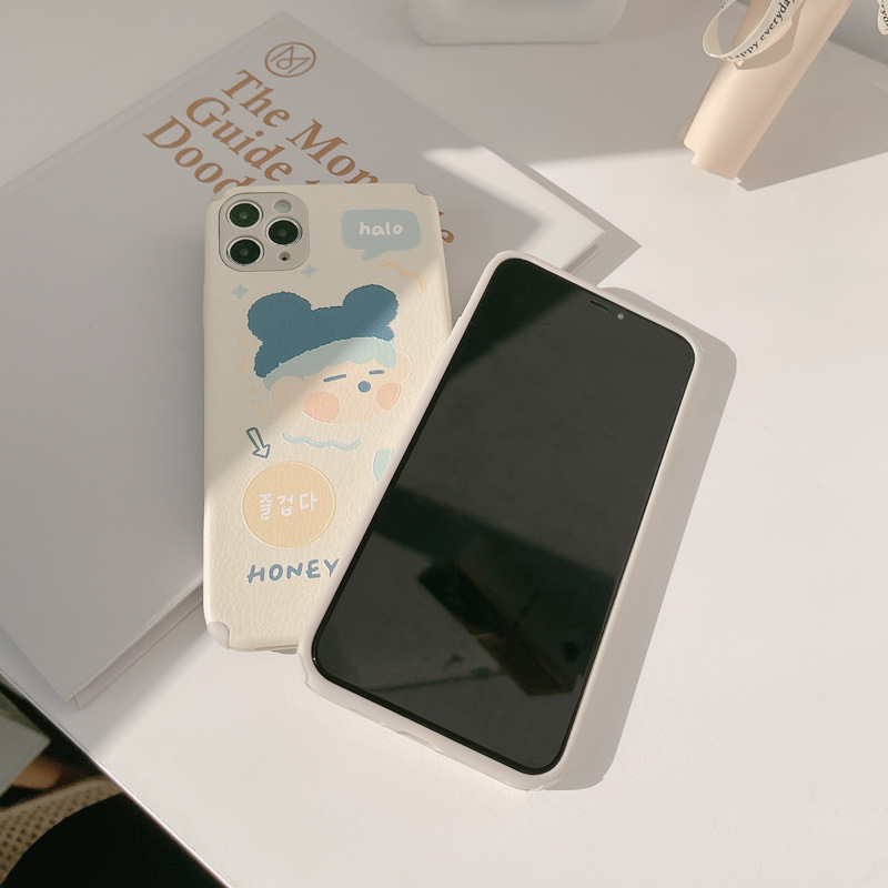 Ốp điện thoại silicone giả da họa tiết bé trai hoạt hình cho IPHONE 11PROMAX X XR XSMAX 7 8 PLUS SE2020 12PROMAX 12MINI | BigBuy360 - bigbuy360.vn