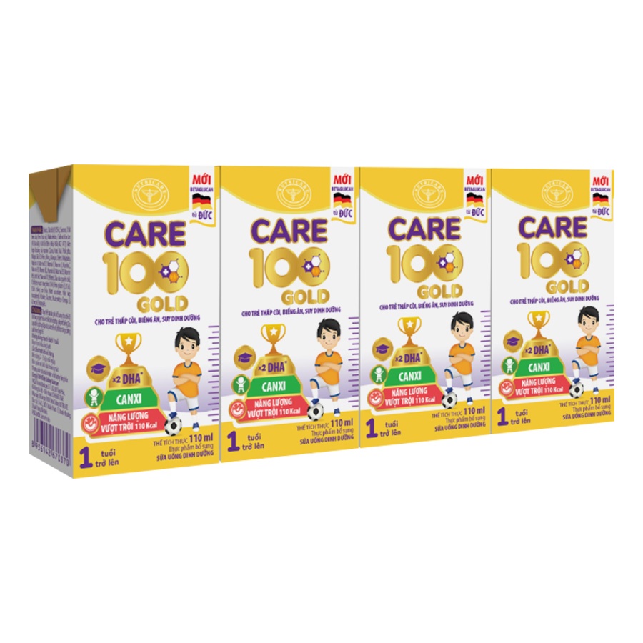 Thùng sữa nước Nutricare Care 100Gold (110ml x 48 hộp) - cho trẻ thấp còi biếng ăn suy dinh dưỡng
