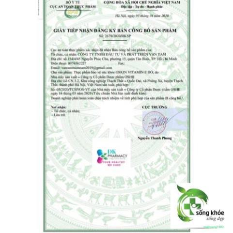 Vitamin E Đỏ Oskin-Giúp hạn chế lão hóa da, hỗ trợ làm đẹp da, chống lão hóa da, nhăn da, khô da, sạm da | Thế Giới Skin Care