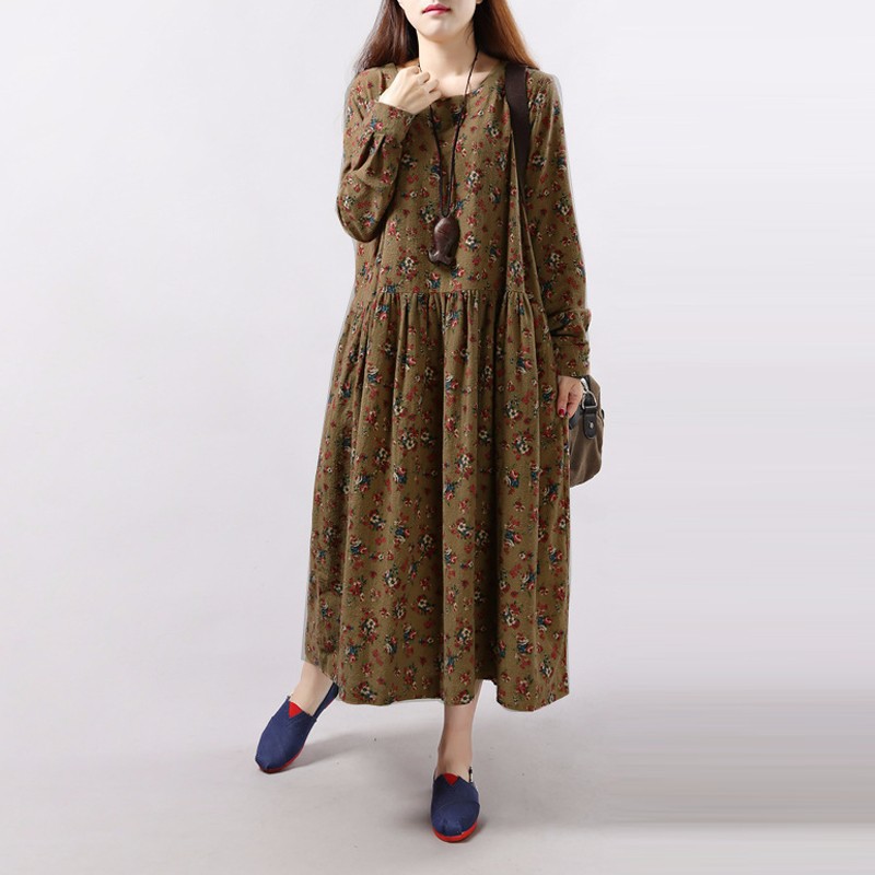 Đầm Maxi ZANZEA Dài Tay In Hoa Thời Trang Thanh Lịch Dành Cho Nữ