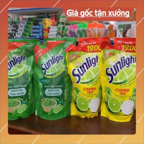 [ICLN9 giảm 5K cho đơn hàng 50k]  Nước rửa chén Sunlight trà xanh, Chanh 100, Thiên Nhiên túi 750g
