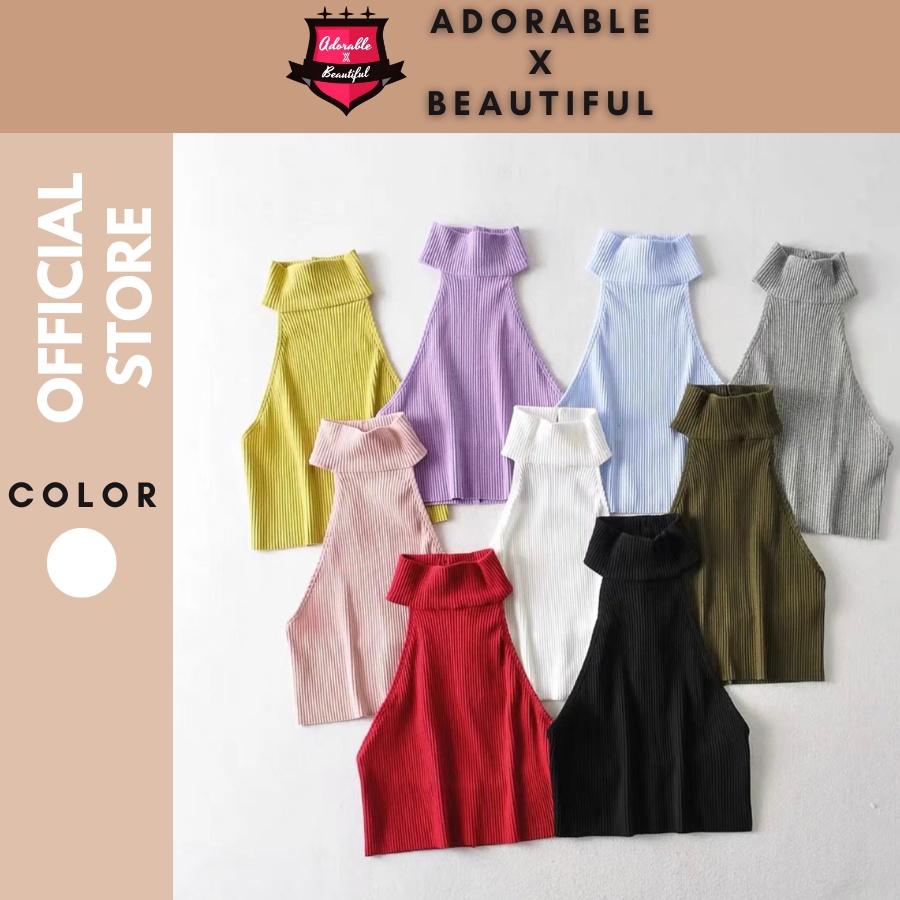 Áo Croptop Cổ Lọ Hở Lưng Đủ Màu, Áo Kiểu Cộc Tay Thun Gân Ảnh Thật