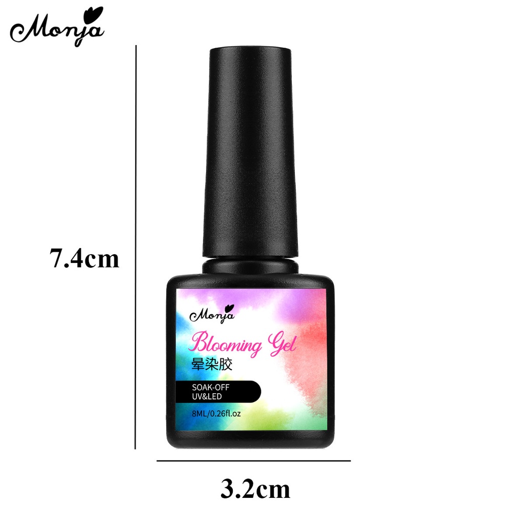 Gel sơn móng tay MONJA tạo hiệu ứng nhòe/ gradient/ màu nước trong suốt thời trang UV 8ml