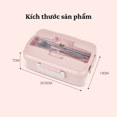 [Freeship] Hộp đựng cơm ♥️ Hộp cơm lúa mạch văn phòng 3 ngăn cao cấp giá rẻ kèm đũa thìa inox sử dụng cho lò vi sóng