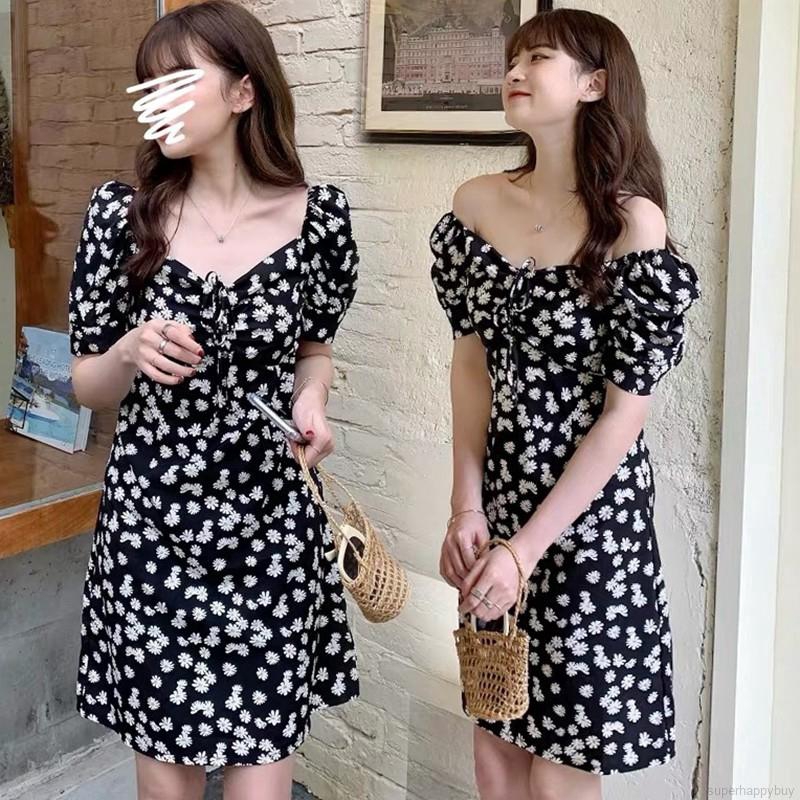 Đầm tay ngắn hoạ tiết hoa nữ tính