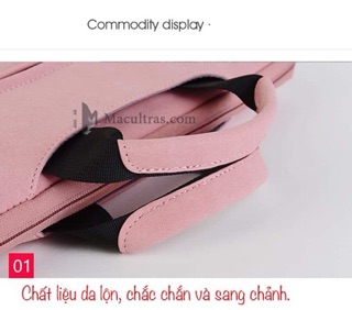 Túi chống sốc da lộn quai pha đen