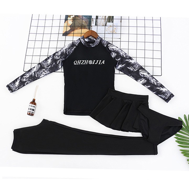 Có sẵn Bộ đồ bơi nữ dài tay quần váy thun lạnh đẹp Hàn Quốc | BigBuy360 - bigbuy360.vn