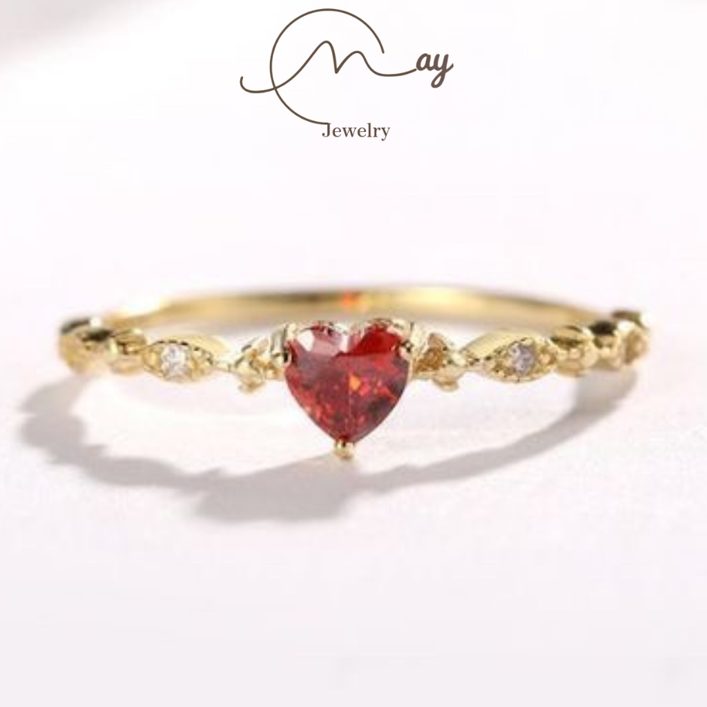 Nhẫn đính đá bạc nữ đơn giản trơn đẹp cá tính 925 May Jewelry20 MJ07