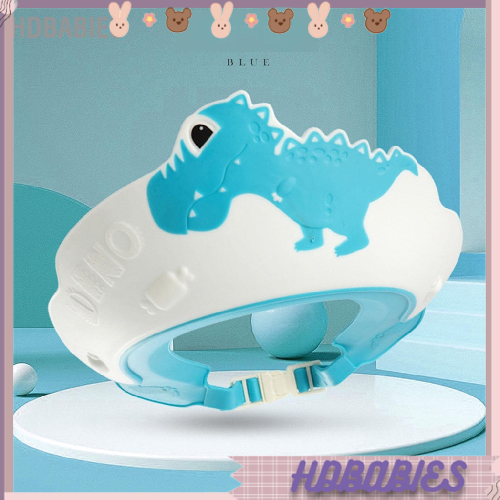 HDbabies Phim hoạt hình Khủng long Mũ tắm cho bé Tai nghe Bảo vệ mắt Mềm mại Thoải mái đàn hồi trẻ mới biết đi