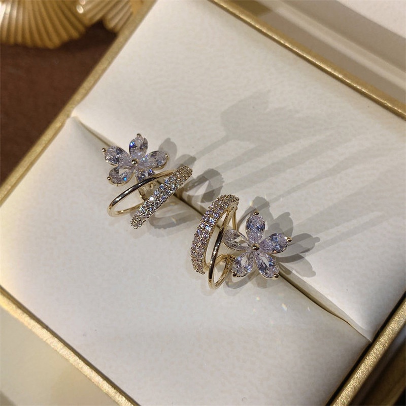 Bông Tai Hình Hoa Đính Đá Zircon Ngọc Trai Giả Phong Cách Hàn Quốc Thanh Lịch Thời Trang Cho Nữ