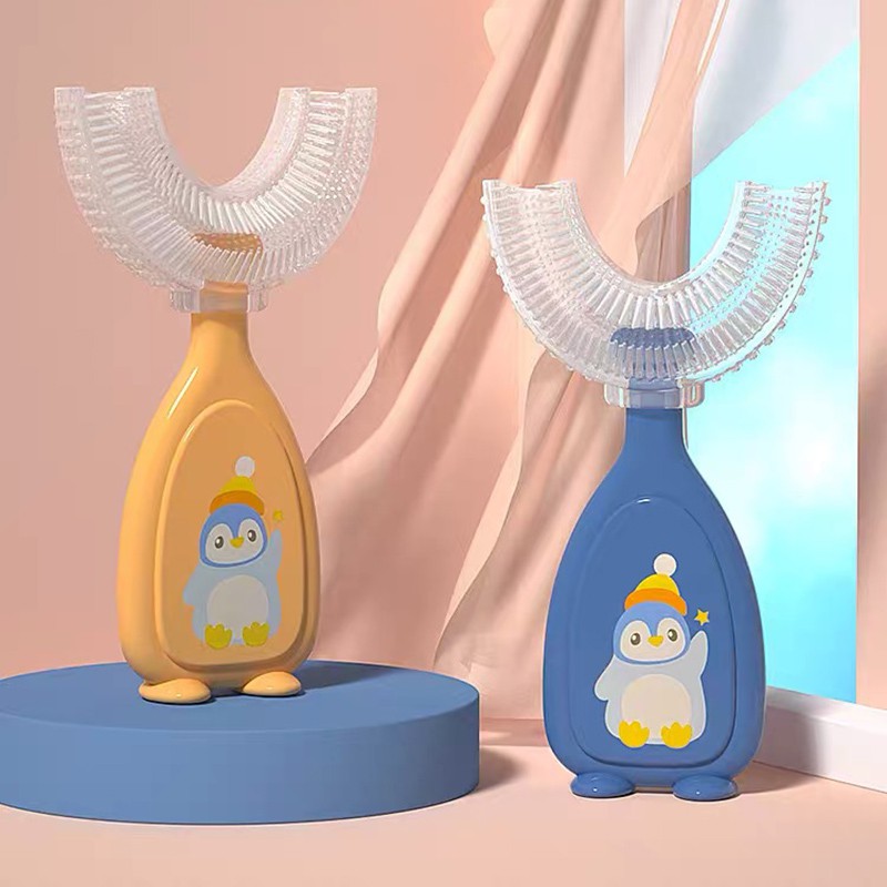 Bàn chải đánh răng trẻ em hình chữ U bằng silicon cho bé 2-12 tuổi