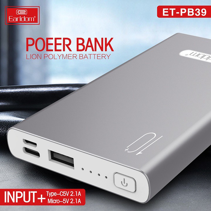 [Mã 267ELSALE hoàn 7% đơn 300K] Sạc Dự Phòng 10000mAh Earldom PB30 Hàng Chính Hãng