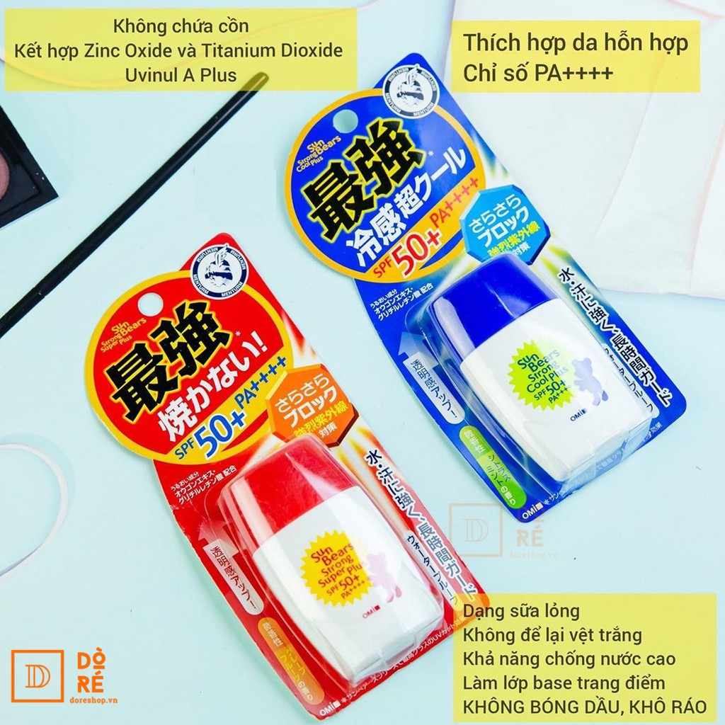 Kem Chống Nắng Omi Sun Bears, tuýp Kcn Skin Aqua 50SPF++ 80g Date 2026, Kcn Skin dạng xịt 70ml