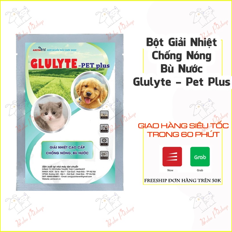 Bột Bổ Sung Vitamin Giải Nhiệt Tăng Đề Kháng Glulyte Pet Plus Amitavet 35g Pha Nước Uống Ngay- Bobo Pet Shop Hà Nội