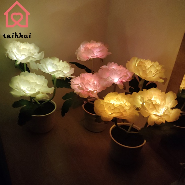 Đèn Led Năng Lượng Mặt Trời Hình Hoa Mẫu Đơn Trang Trí Sân Vườn/Ban Công/Phòng Ngủ
