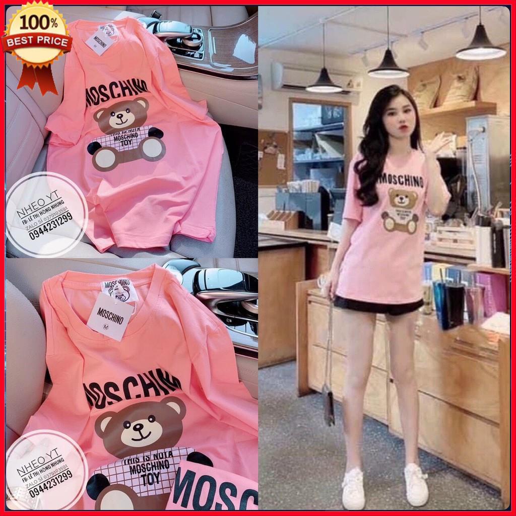 Áo phông nữ, áo phông rộng gấu MOS CHI NO - Hàng cao cấp chất cotton mịn, mát form thụng, tay lỡ