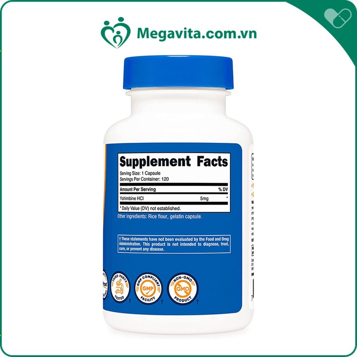 Viên Uống Giúp Tăng Cường Sinh Lý Nutricost Yohimbine HCl 5mg 120 Viên