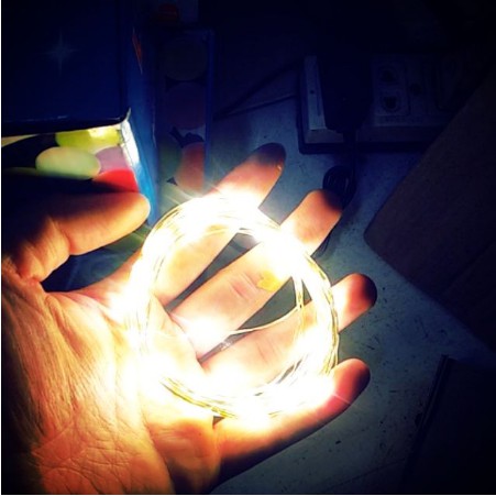 SÁNG VÀNG - DÂY KẼM - Đèn led đom đóm/ fairy light 1m 2m 3m 5m 10m pin AA CR USB