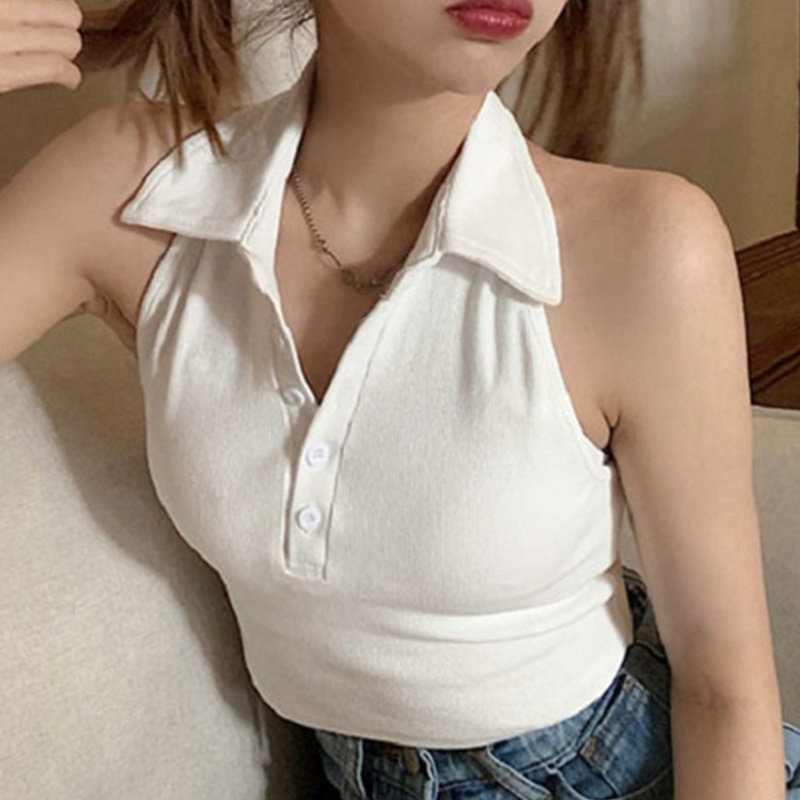 Áo Crop Top Không Tay Cổ Chữ V Màu Sắc Thời Trang Gợi Cảm Cho Nữ