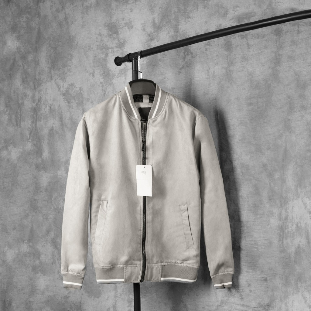 Bomber 8 màu ZR da lộn có viền cổ kéo áo khoác chất dạ AKZR28 - Leo Vatino