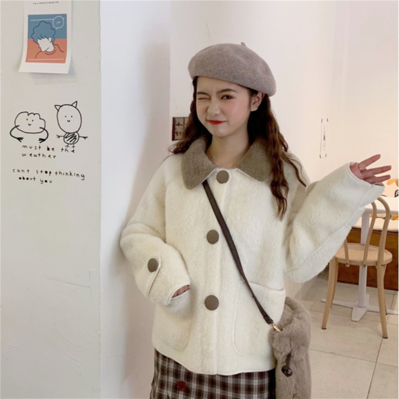 ❄❄Áo Khoác Bông Ấm Áp Phiên Bản Hàn Quốc 2 Màu Tương Phản Phong Cách Của Tiểu Thư❄❄