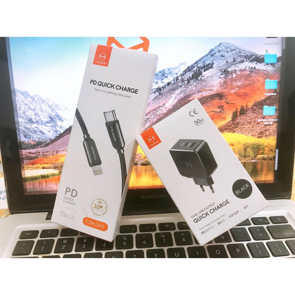 Combo củ và cáp sạc nhanh Iphone Mcdodo