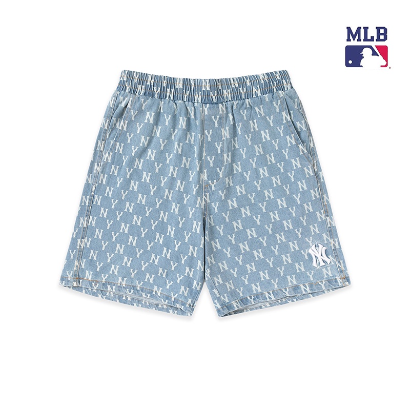 ❤❀  ❤ Quần Short Cotton Dáng Rộng Thêu Chữ MLB NY Thời Trang Đường Phố Mới Unisex