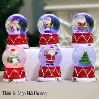 Quả cầu tuyết mini có đèn ông già noel