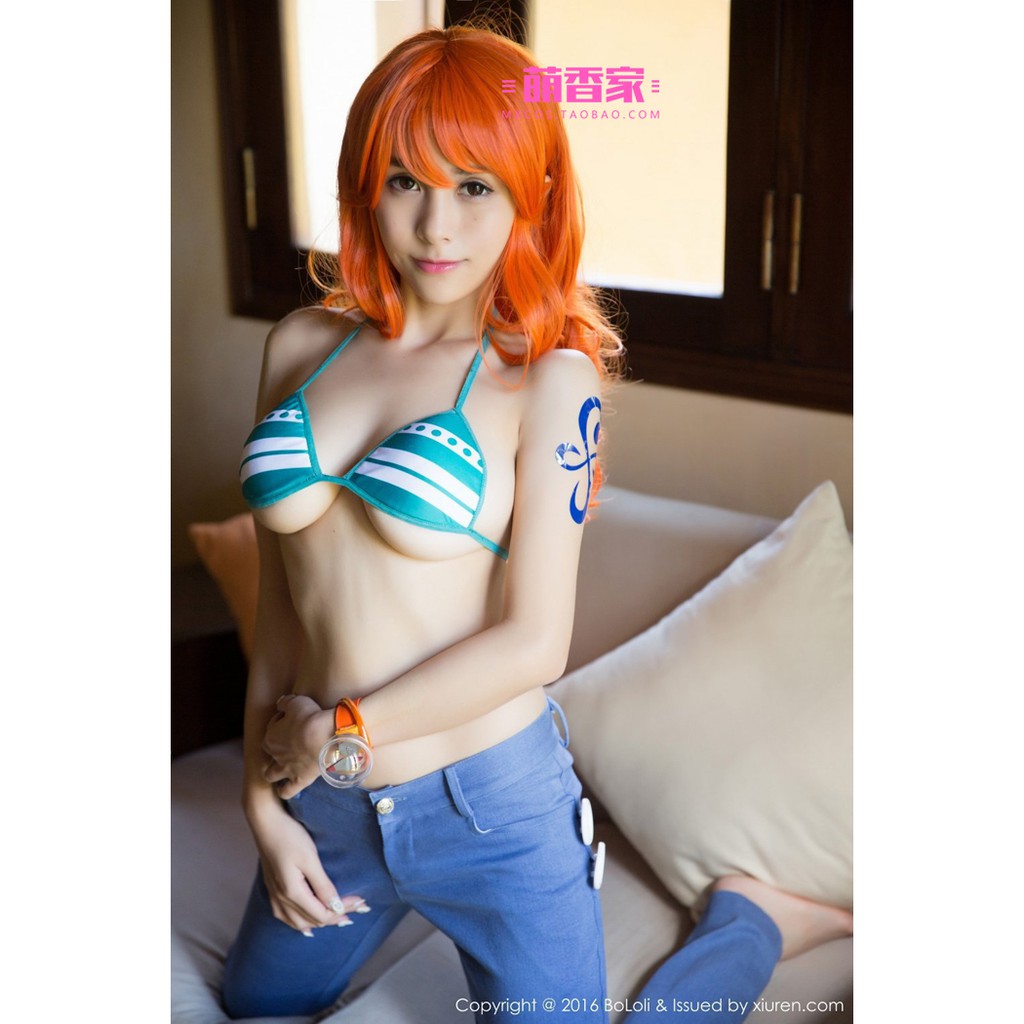 [sẵn] Wig/tóc giả Nami - One Piece màu cam đất (cơ bản nữ xoăn 80cm) tại Miu Cosplay