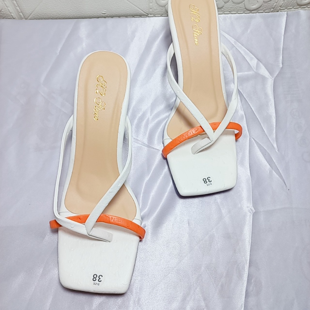 Giày Nữ Guốc Cao Gót Vuông 7 Phân Hở Mũi Kiểu Kẹp Ngón Phối Màu Mẫu Mới Bền Đẹp Sang Chảnh Mã GKN MINHTUYETSHOES