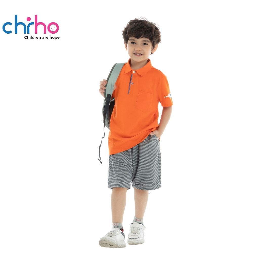 Áo Polo Cho Bé Trai CHIHO Chất Liệu Cotton Thoáng Mát Cổ Đức Cá Tính Cho Trẻ Từ 8 - 11 Tuổi BPS206R