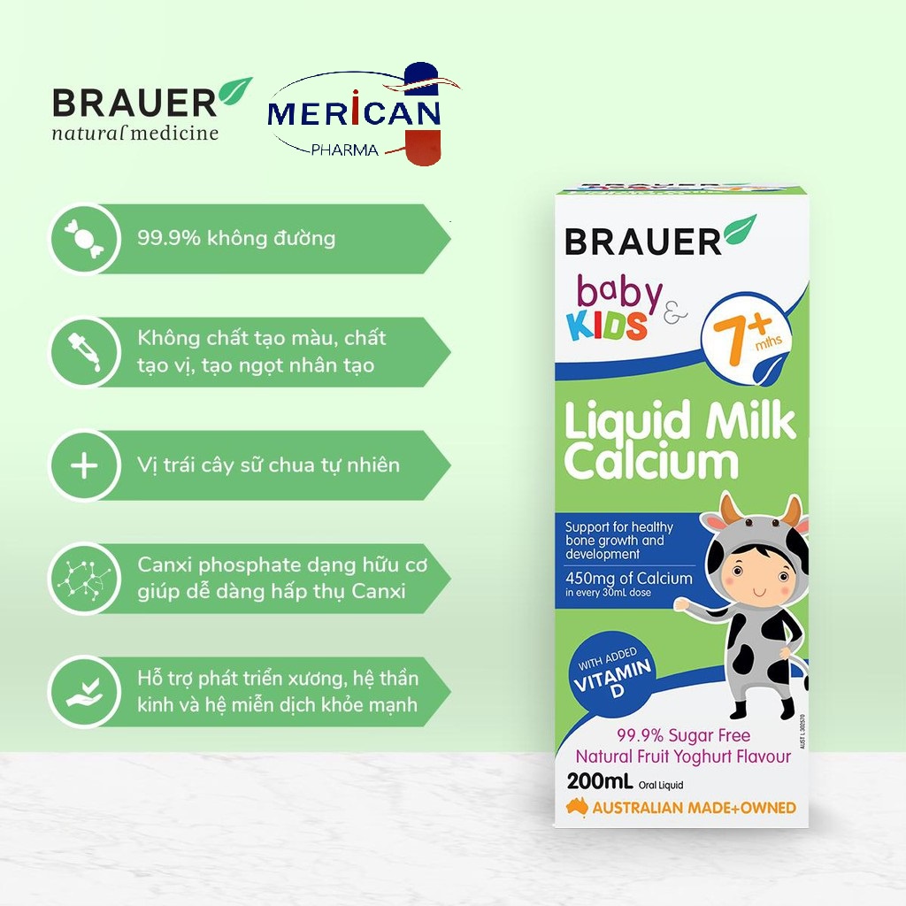 💪Bổ sung Canxi Úc dạng sữa dễ hấp thu cho bé từ 7tháng tuổi 💪Brauer Liquid milk Canxi 200ml