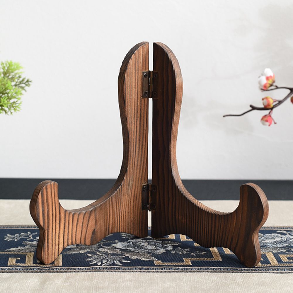 Giá gỗ trưng bày đĩa lót ly/đĩa đựng bánh kem có thể gấp gọn phong cách retro trang trí nội thất