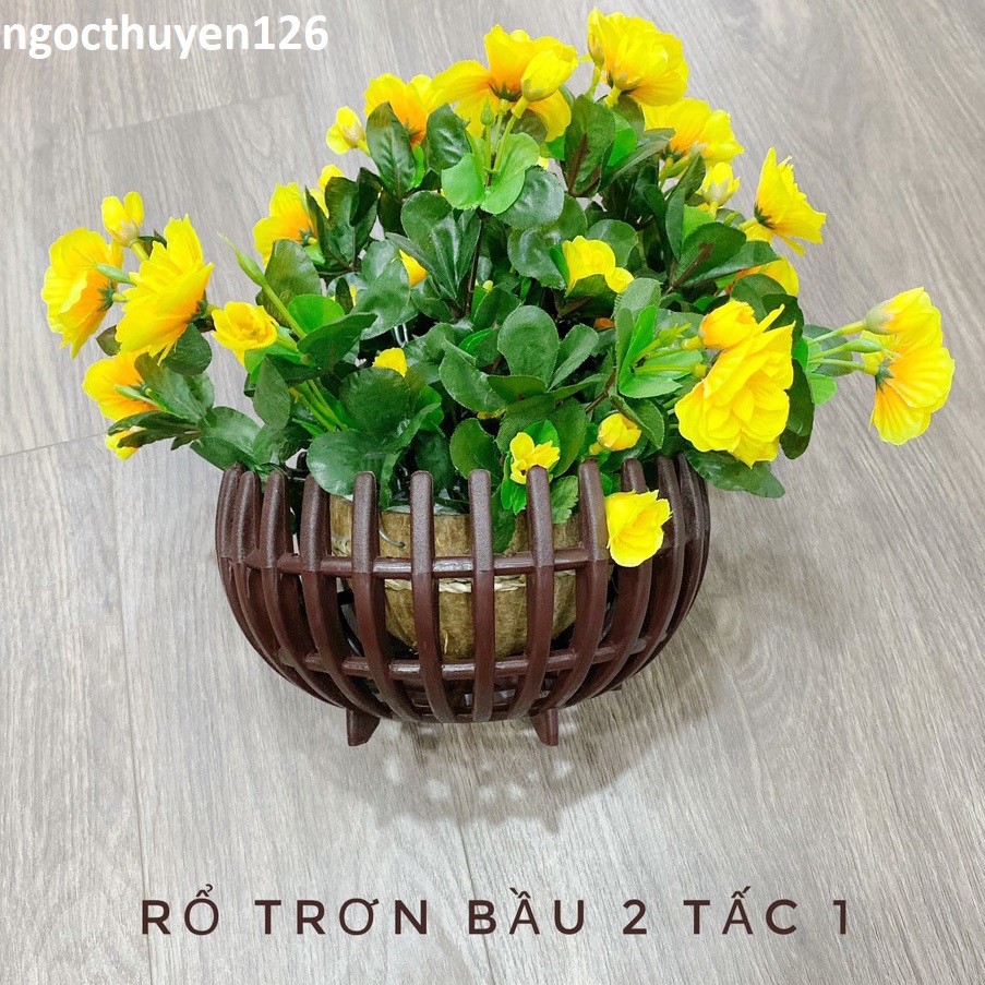 Bộ 5 chậu trồng lan bầu nhựa dày giả gỗ màu nâu 21x11cm