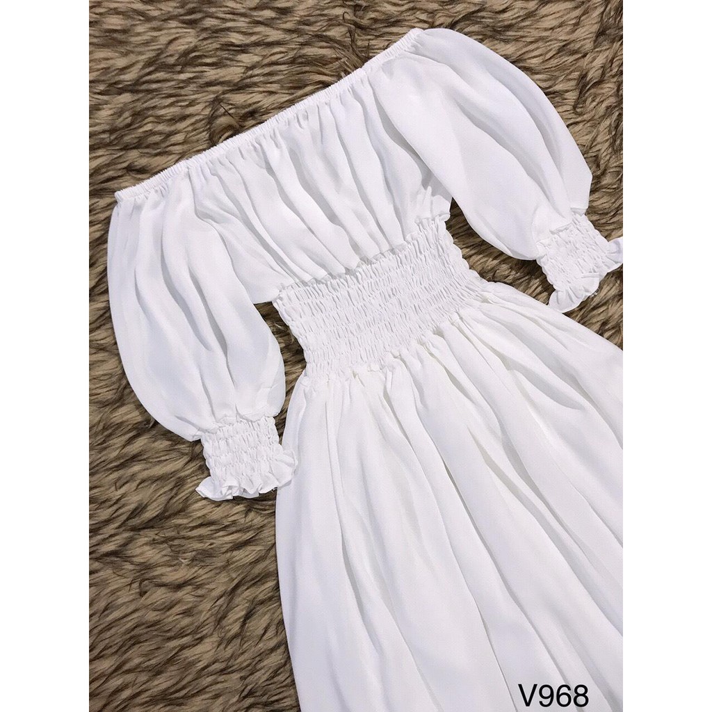 [BÁN LỖ VỐN] Váy trắng trễ vai V968